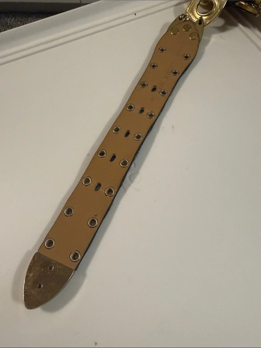 Black Leather Concho Belt Size 40 Gold Tone Studded Western Boho 44”